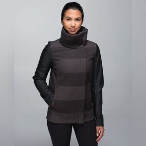 Lululemon Brisky Biker Sweat Life Faux Leather Black Soot Stripe Moto Jacket 8